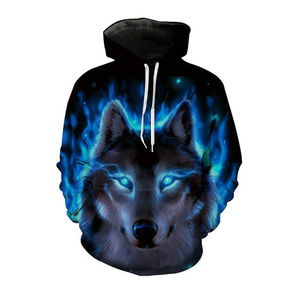 Unisex 3D Wolf Tiger Animal Print Hoodie Sweatshirt Coat Jacket Pullover Jumper 